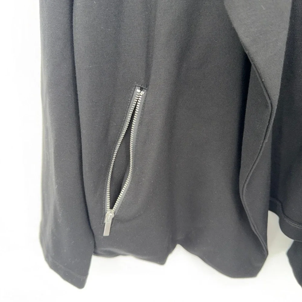 Massini Open Front Drape Neck Blazer Jacket Neutral Layering Black Plus Size 1X - Picture 5 of 8